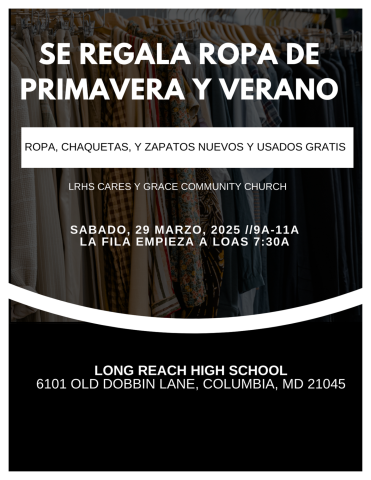 LRHS & Grace Community Church Clothing Giveaway Flyer - Spanish