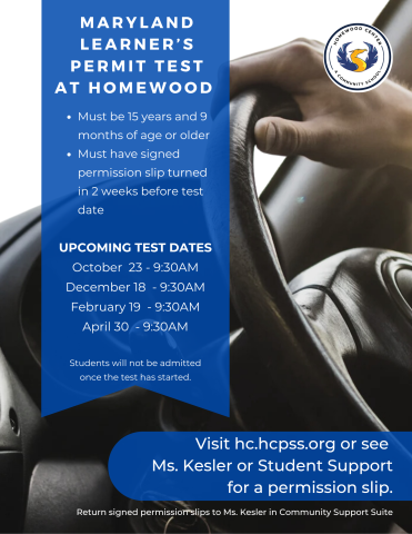 Learner's Permit Testing at Homewood Center 2025-2026