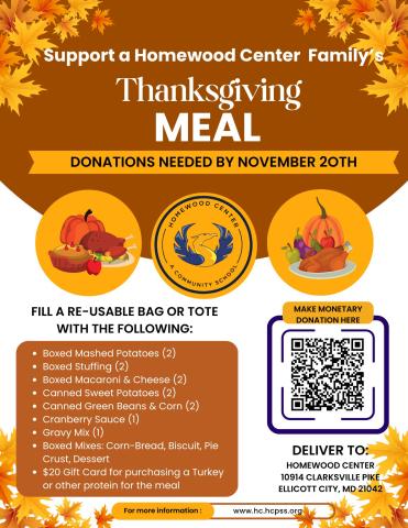 Thanksgiving Meal Sponsorship Flier