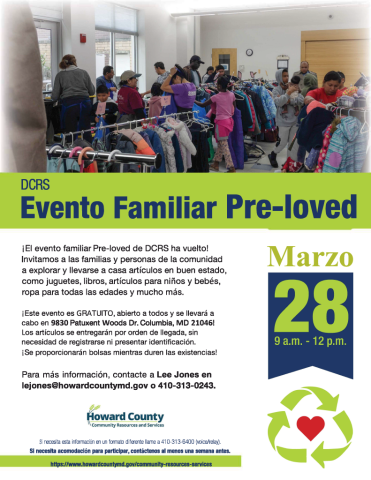 DCRS Pre-Loved Event Flyer - Spanish