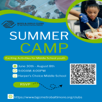 Boys and Girls Club Harper's Choice Summer Camp Flyer